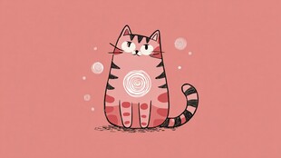 可爱条纹猫咪插画