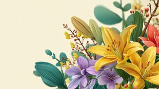 多彩花卉组合插画