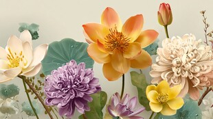 多彩花卉绽放的美丽图景