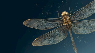 金色蜻蜓的梦幻微观世界