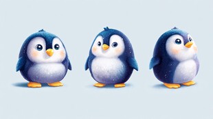 三只萌态小企鹅
