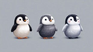 三只可爱小企鹅排排站
