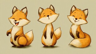 三只俏皮小狐狸