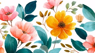 手绘多彩花卉图案背景