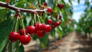 枝头鲜红樱桃诱人