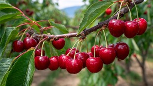 枝头红樱桃 饱满又诱人