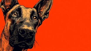 红底上的帅气警犬头像