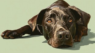 趴着的忧郁黑狗