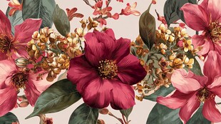 复古风花卉图案装饰画