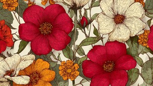 复古花卉图案布料纹理