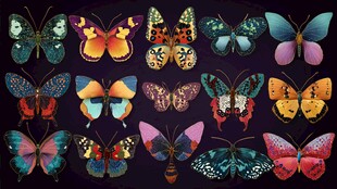 多彩蝴蝶艺术图案集合