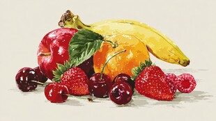 缤纷多彩水果静物画