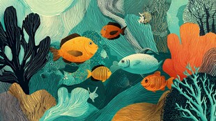 海底奇幻鱼群与多彩珊瑚