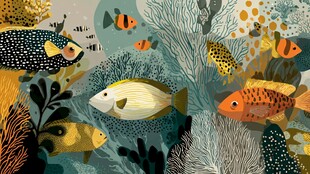 海底鱼群的梦幻插画世界