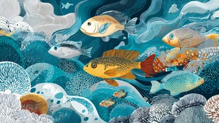 梦幻海底世界鱼类群游图