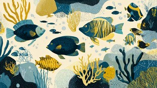 海底鱼群与珊瑚奇幻景象