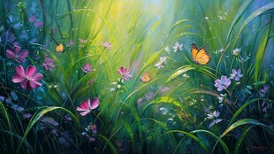 春日花田蝶舞梦幻美景