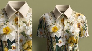 花卉印花短袖衬衫展示