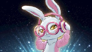 时尚萌兔戴耳机酷炫登场