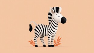 可爱斑马插画 简约风动物
