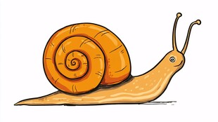 卡通橙色蜗牛形象插画