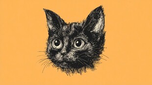 黑猫头像插画 眼神灵动