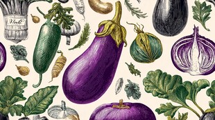 手绘多彩蔬菜图案插画