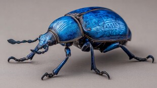 蓝色金属质感机械甲虫