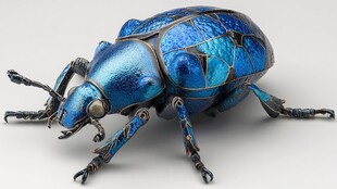 蓝色金属质感机械甲虫模型
