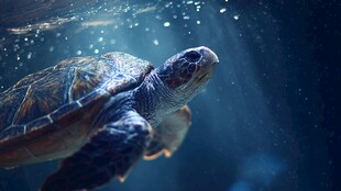 海龟在深海中悠然游动