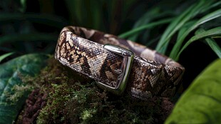 蛇纹皮带置于绿植间