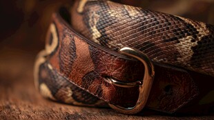 蟒蛇皮腰带特写