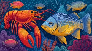 海底鱼虾共舞奇幻景象