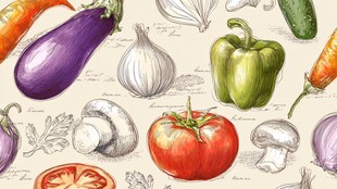 手绘多样蔬菜插画图案