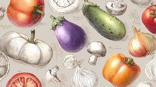 手绘多彩蔬菜图案集合