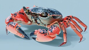 色彩艳丽的鲜活螃蟹