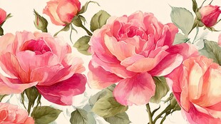 粉色浪漫玫瑰花插画图案