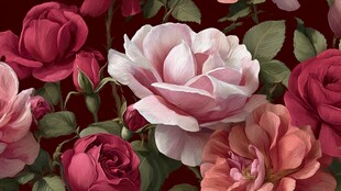 多彩娇艳玫瑰花卉特写