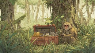 丛林中猴子与神秘宝箱