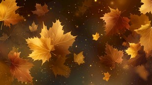 金色秋叶飞舞梦幻背景图