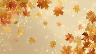 秋日枫叶飘落梦幻背景图