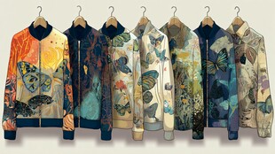 蝴蝶印花夹克时尚展示