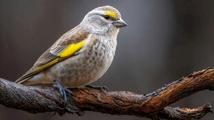 黄羽小鸟栖于树枝