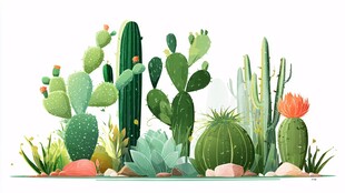 可爱仙人掌植物插画集合