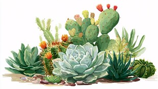 多彩多肉仙人掌植物组合