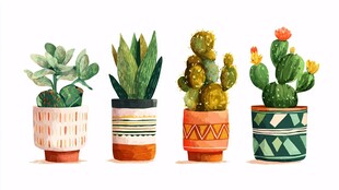 多彩盆栽 各式仙人掌与绿植