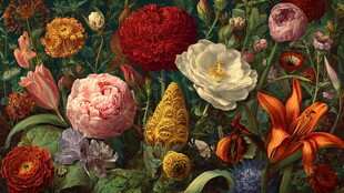 绚丽多彩花卉静物油画