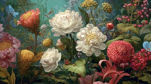 缤纷花卉的梦幻自然景致