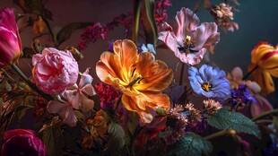 多彩花卉组合艺术特写