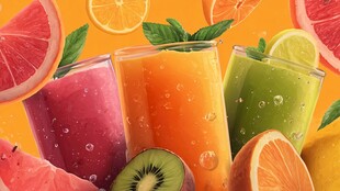 多彩鲜榨果汁与新鲜水果